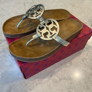 Tory Burch Miller Cloud Gold Metallic Sandals size 9.5